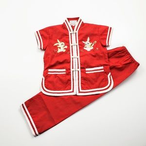 Vtg Asian Outfit Mandarin Collar Easter Outfit Costume